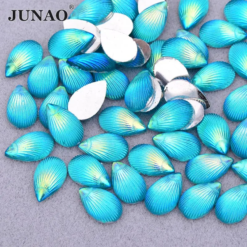 8x13mm-Aquamarine JUNAO 7x15 мм Блестящий черный Стразы ab Crystal аппликация кристаллическое Украшение «конский глаз» камни смола камни Flatback Стразы с бриллиантами для поделок - Цвет: 8x13mm-Aquamarine