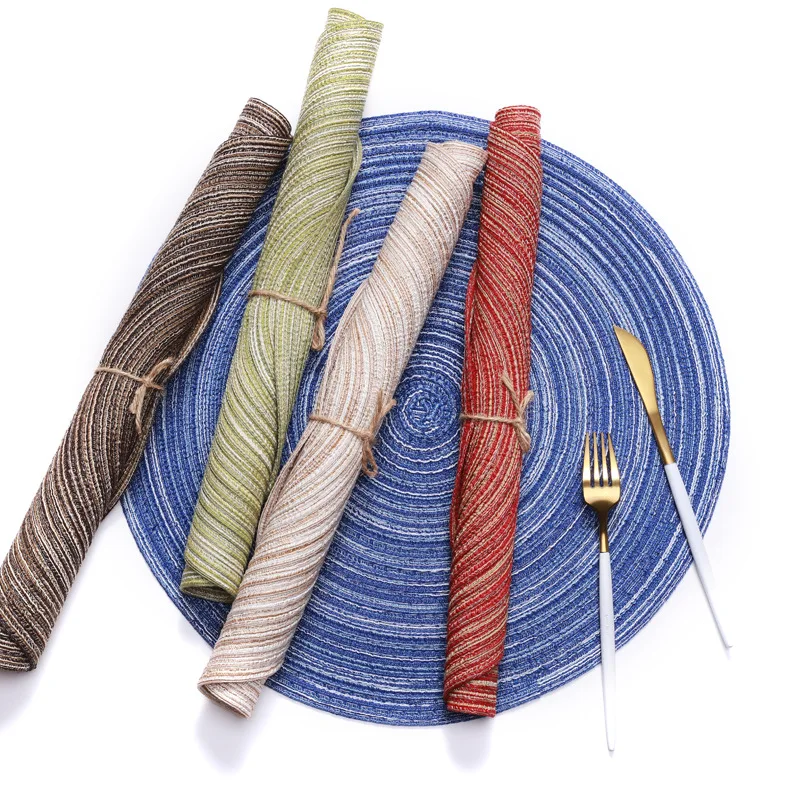 

Table Mat Ramie Insulation Pad Solid Round Design Placemats Linen Non Slip Kitchen Accessories Decoration Home Furniture Doily