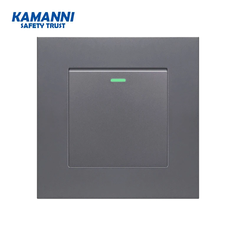 Flame retardant PC panel switch 1 gang 1/2 way large panel EU standard interrupter wall lamp 16 switch hidden luxury switch