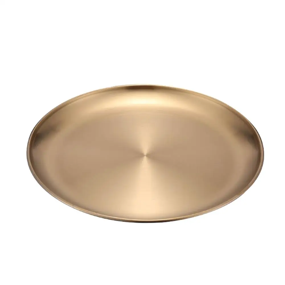 Storage tray Kitchen tray 14/17/20/23/26cm Dining Plate Fashion Gold Round Shape Tableware Meat Dessert Pizza Dish Fruit