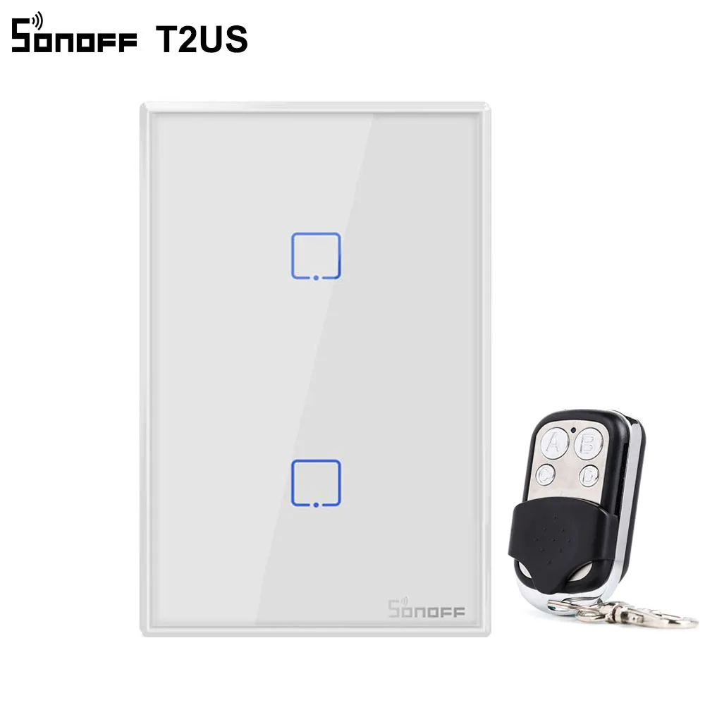 Sonoff T2 1 2 3 банда умный WiFi сенсорный переключатель панель США WiFi RF/APP/Touch управление настенный светильник переключатель умный дом работает с Alexa