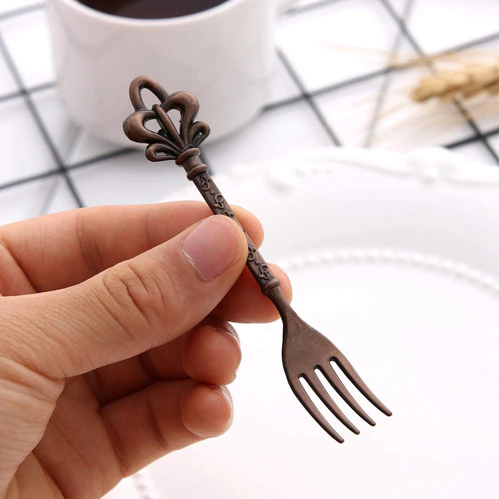 Spoon and Fork Set Spoon Decorative Dessert Spoons Coffee Spoons Golden