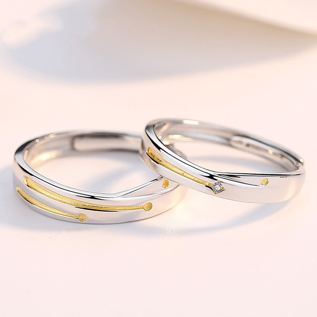 Romantic Sun Moon Paired Couple Rings Fashion Lover Matching Wedding Rings For Women Valentine's Day Gift Jewelry