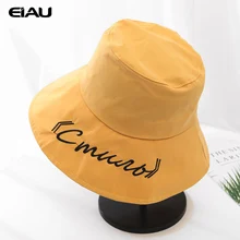 Женские шляпы в рыбацком стиле с вышитыми буквами и широкими полями, пляжные кепки с защитой от УФ-лучей, женские повседневные однотонные кепки в рыбацком стиле