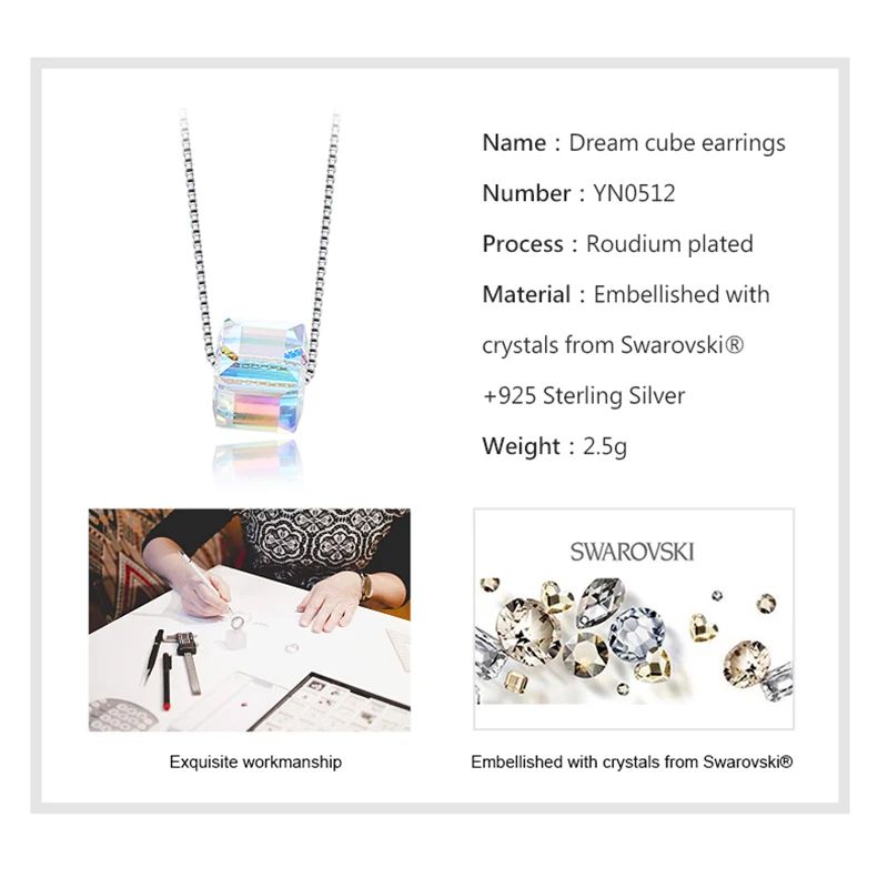 BOSCEN ожерелье из стерлингового серебра 925 пробы для женщин подарок на день Святого Валентина украшенный кристаллами от Swarovski простой
