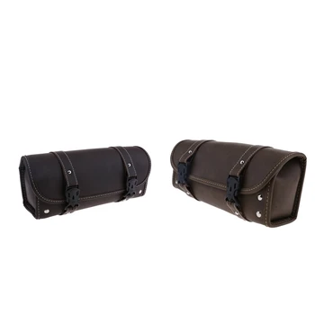 

2xFork PU Tool Bag Gepä Saddle Bag For Chopper Bobber Brown # 2 + # 4