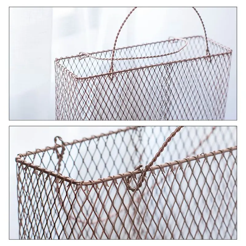 Mesh Metal Desk Storage Basket with Handle Chic Nordic Magazine Organizer Home Decoration