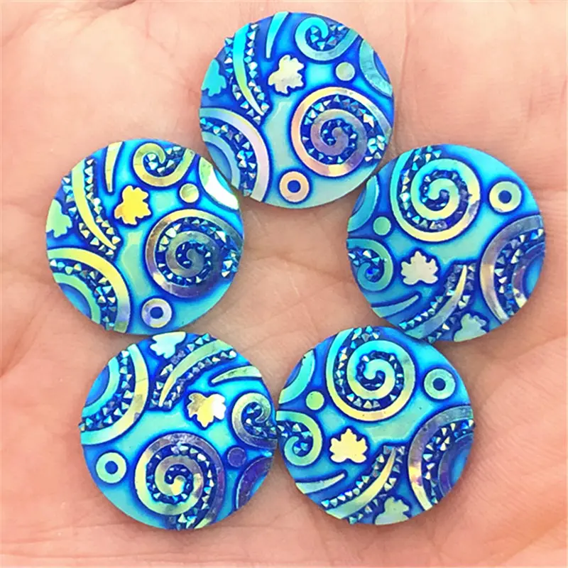 

10PCS 20mm AB Resin Flower Rhinestone Flatback Wedding Diy Button Crafts