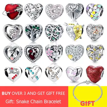 

Geoki Jewelry Making fit Pandora Bracelet Family Tree Mom Heart Beads 925 Sterling Silver CZ Cherry Cupid's Arrow Travel Charms