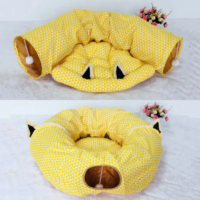 Подушка для кошачьего туалета для домашних животных, складной спальный мешок для кошек с туннельным каналом, съемный спальный мешок для защиты окружающей среды