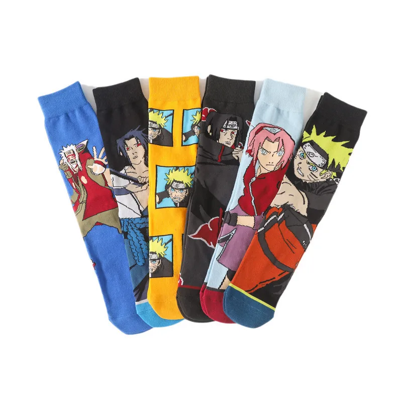 Anime Naruto sasuke Akatsuki Itachi figure printed Long Sock Cosplay Props Halloween Cotton Adult Cartoon Gift