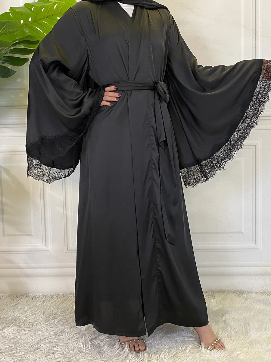 1872#Modest Kimono Open Abaya Dubai Fashion Lace Applique - CHAOMENG MUSLIM SHOP