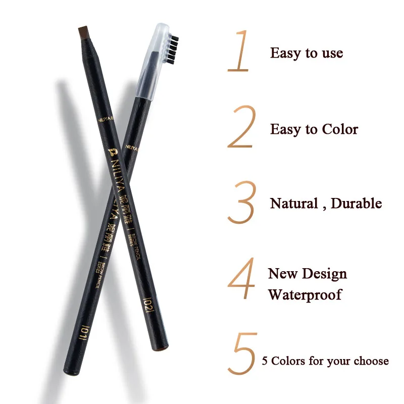 

1pc Women Eyebrow Pencil Cosmetics Makeup Tools Natural Long Lasting Tattoo Eyebrow Waterproof Microblading Pencil with Brush