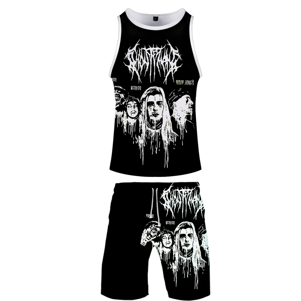 Ghostemane Rock, мужская спортивная одежда, повседневная майка, спортивные штаны, костюмы, 2 предмета, мужские наборы, 3D принт, готика, Харадзюку, спортивный костюм, одежда