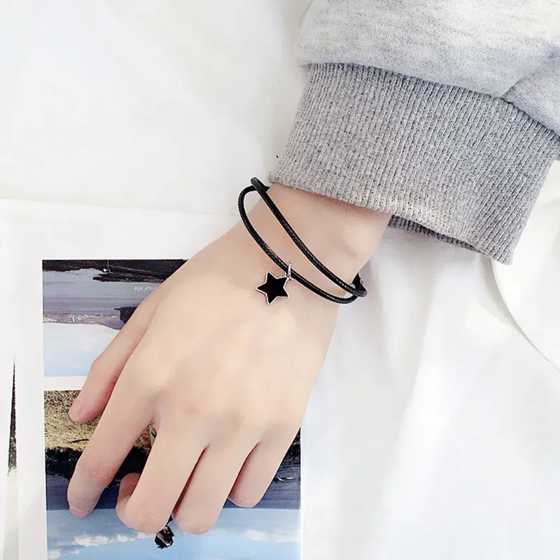 Black Rope Wild Stars Girlfriends Bracelet Adjustable Personality  Women Couple Bracelets Gifts