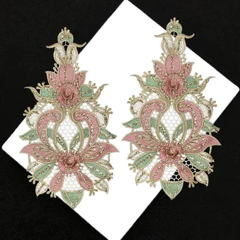 

2 pairs/package 2020 new three-color three-dimensional embroidery floral cloth patch down jacket decorative embroidered patch