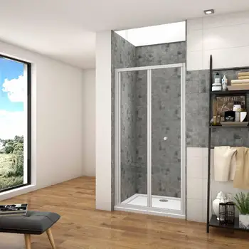 

Shower screens front folding door 2 sheet folding tempered glass 5mm