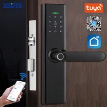 Tuya Wifi elektroniczny inteligentny zamek do drzwi z biometrycznym odciskiem palca/kartą inteligentną/hasłem/kluczem odblokowującym/ładowaniem awaryjnym USB