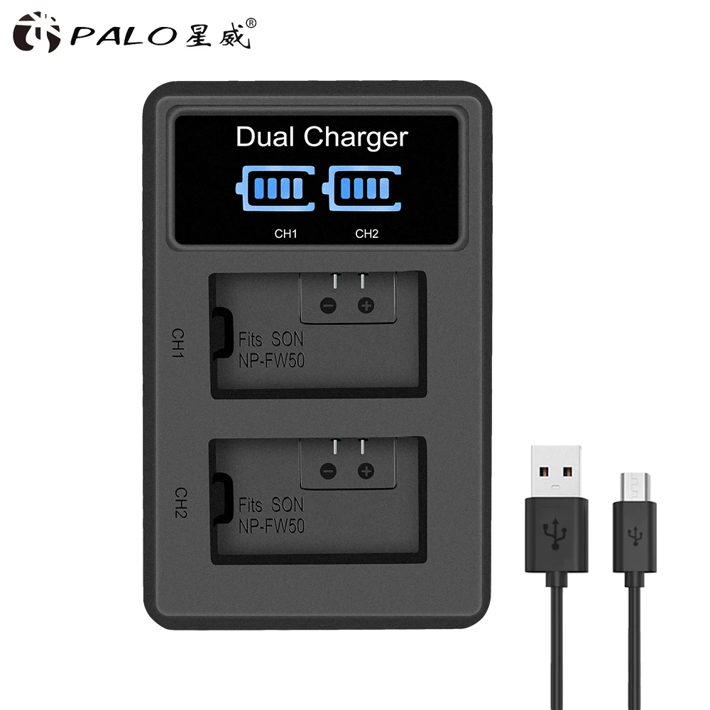 PALO ЖК-дисплей USB зарядное устройство для sony FW50 NP FW50 NP-FW50 NPFW50 батарея NEX-3 NEX-5 NEX-6 SLT-A55 A33 A55 A37 A3000 a5000 A6000 Камера