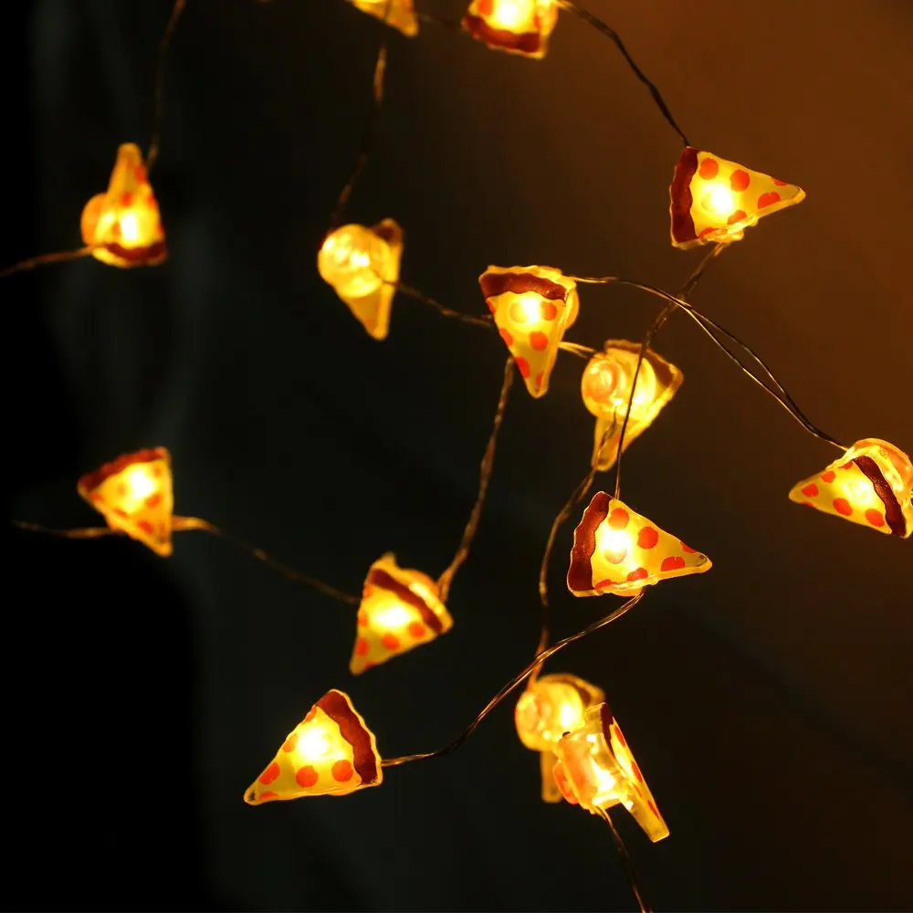 Гирлянды на батарейках 10/20LED огни крошечные в форме пиццы прекрасный Декор для сада, Терраса для вечеринок, настенные украшения для дома