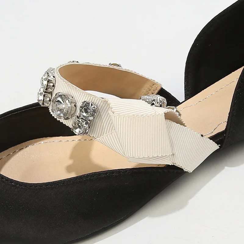 Korean Shoes Tennis Female Casual Sneaker Shose Women Crystal Soft Shallow Mouth Pointed Toe Breathable Dress Rhinestone