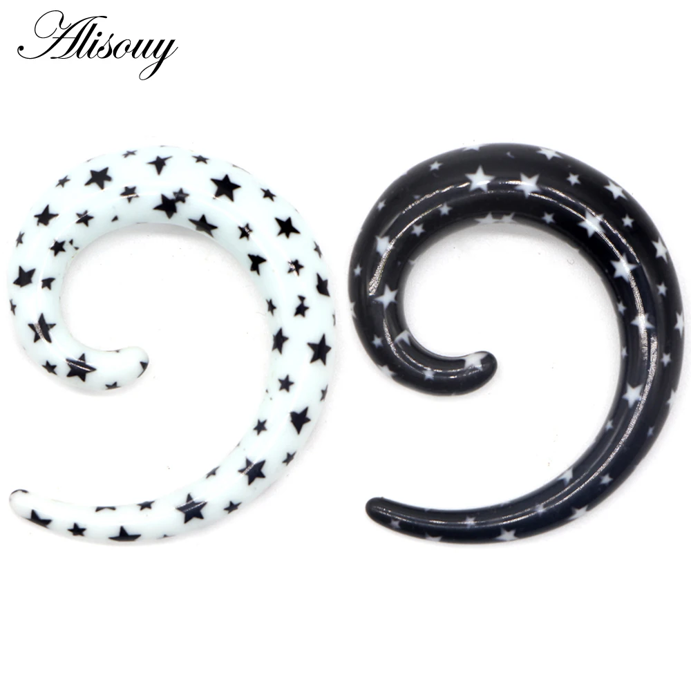 Alisouy Acrylic Spiral Ear Gauges Fake Ear Tapers Stretching Plugs Tunnel Expanders Earlobe Body Piercing Jewelry 2pcs 1.2-20mm Piercing Jewelry
