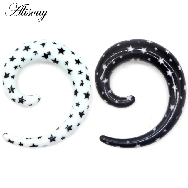 Alisouy 2pcs 1.2-20mm 아크릴 나선형 귀 게이지 가짜 귀 Tapers 스트레칭 플러그 터널 확장기 Earlobe 바디 피어싱 쥬얼리