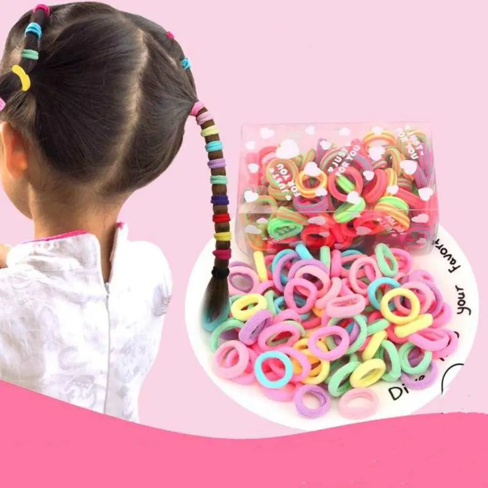 

Pack Of 100 Small Terry Elastic Tiny Ponytail Hair Band Holder Hair Ties Mix Colors Hair Ropeshair Accessories for Baby Girls