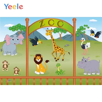 

Yeele Birthday Party Portrait Zoo Cute Animals Lawn Photography Backdrops Personalized Photographic Backgrounds For Photo Studio