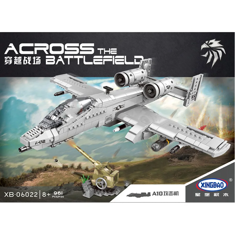 XINGBAO 06022 военные строительные блоки A10 боец Thunderbolt II wartog Fighter DIY WW2 самолет кирпич