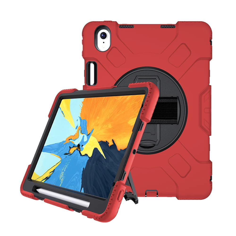 red Силиконовый противоударный защитный чехол для iPad Pro, 11 дюймов,, чехол с карандашом, 360, поворотный, с подставкой, ремешок на руку, JGX07 - Цвет: red