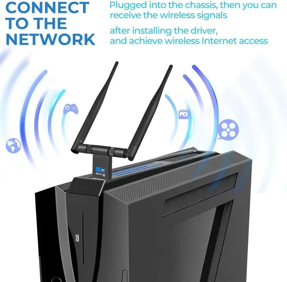 JZYuan WIFI USB адаптер 5 ГГц двухантенная сетевая карта 1200 Мбит/с 3 0 Новая беспроводная