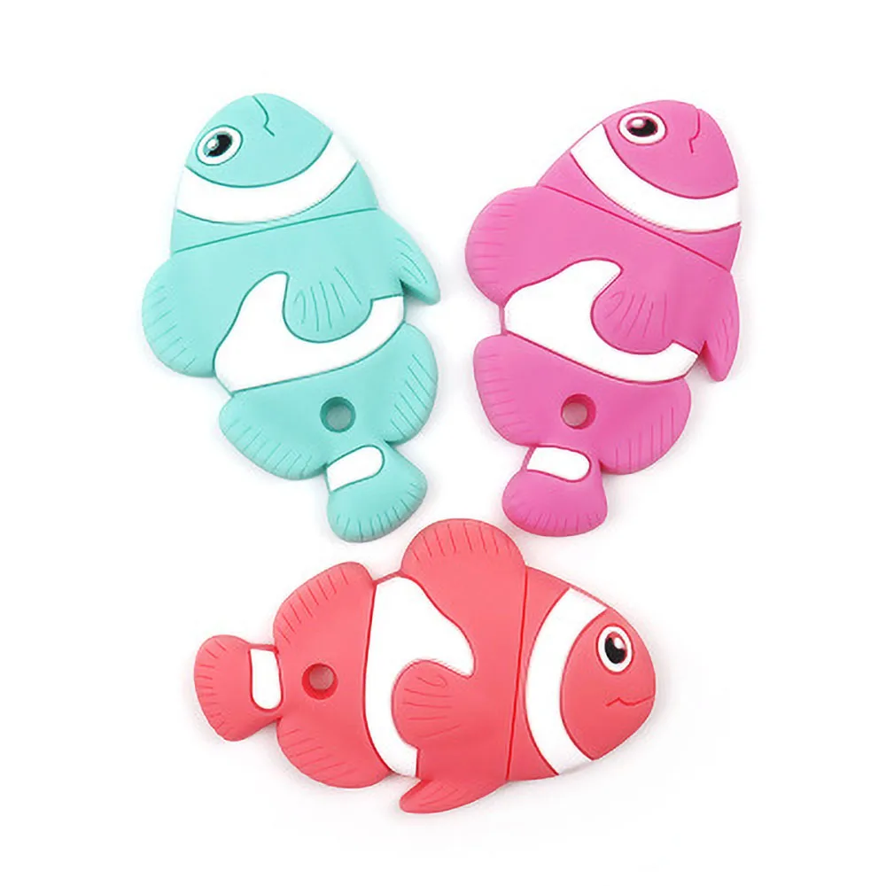Newborn Baby Silicone Teethers Food Grade Silicone Cartoon Fish Teether DIY Teething Toys For Teeth Infant Baby Teethers