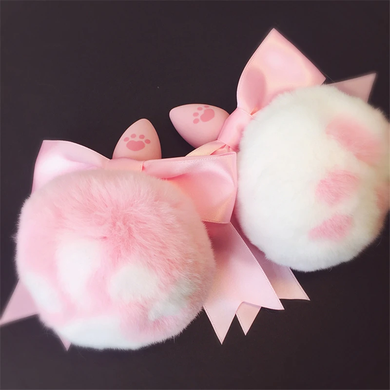Силиконовая Анальная пробка Lilicochan из натурального кроличьего меха с хвостом и