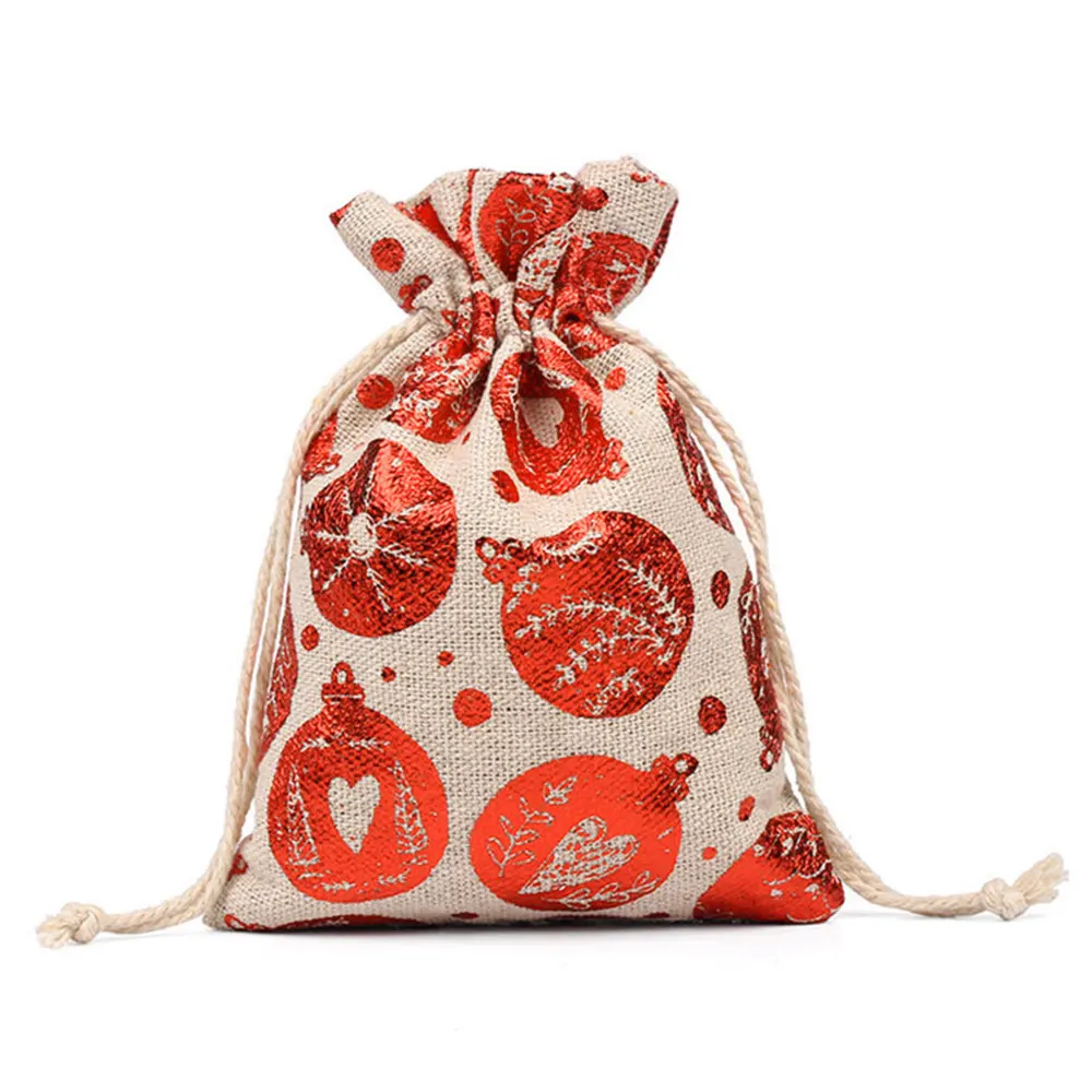50pcs/set Drawstring Christmas Gift Bags Resuable Natural Burlap