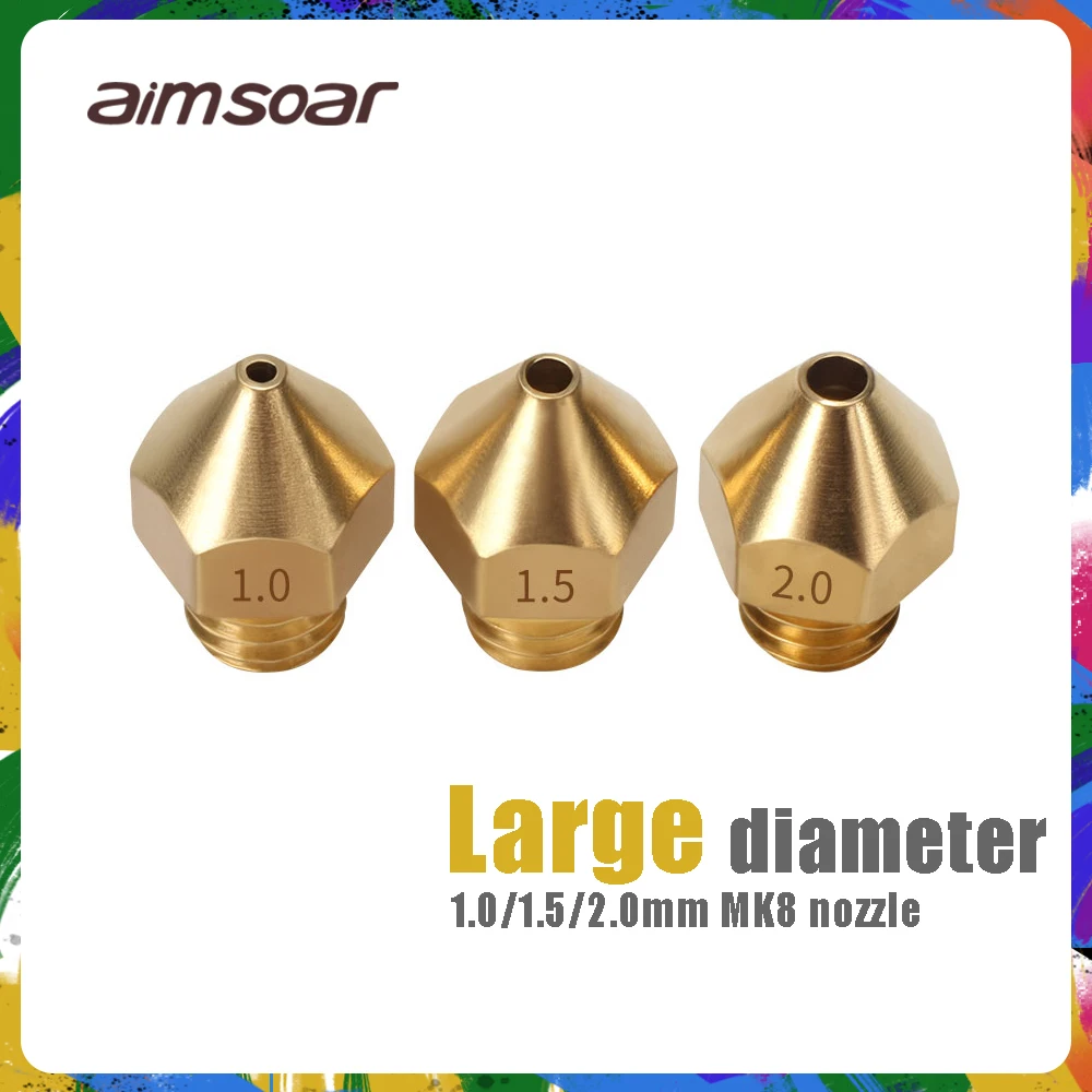3D Printer MK8 Brass Large Diameter Nozzle DIY Kit Spray Extrusion Head 1.0 / 1.5 2.0 mm 1.75/3mm Accessories | Компьютеры и офис
