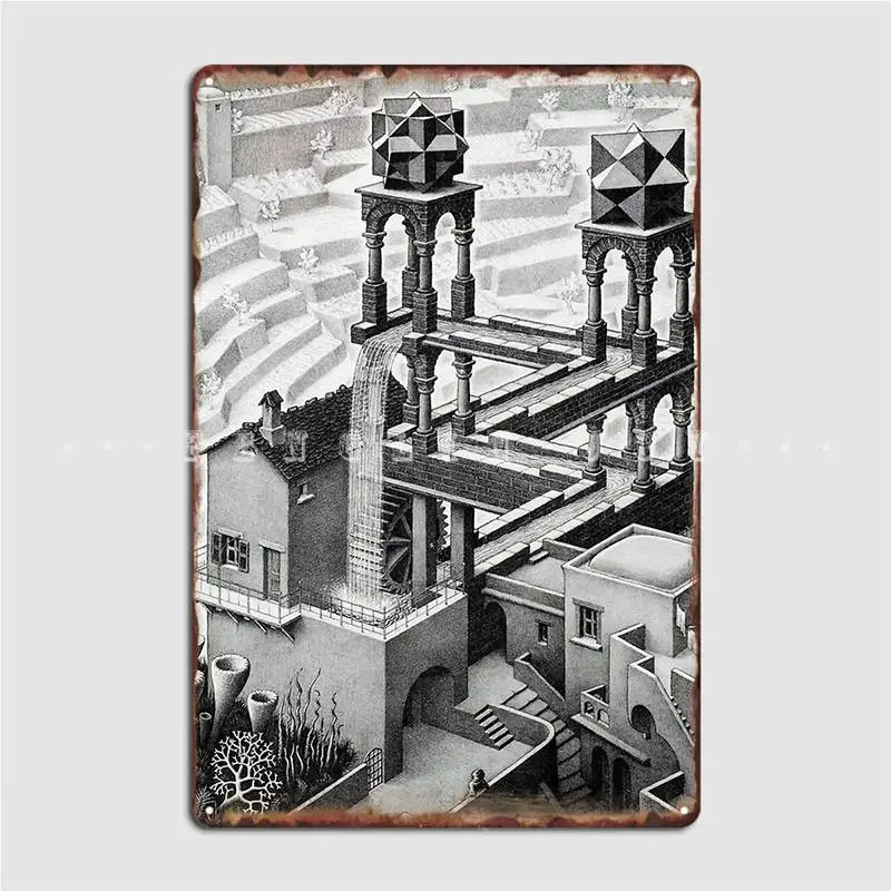 

Mc Escher, водопад 1961, художественный металлический знак, стиль женского клуба, дизайнерский плакат, оловянные плакаты с вывесками