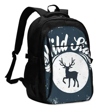 

Hot USB Charging Laptop Women's Backpack For Teenage School Backpack Inspirational And Motivational Hipster Deer Travel Bagpack