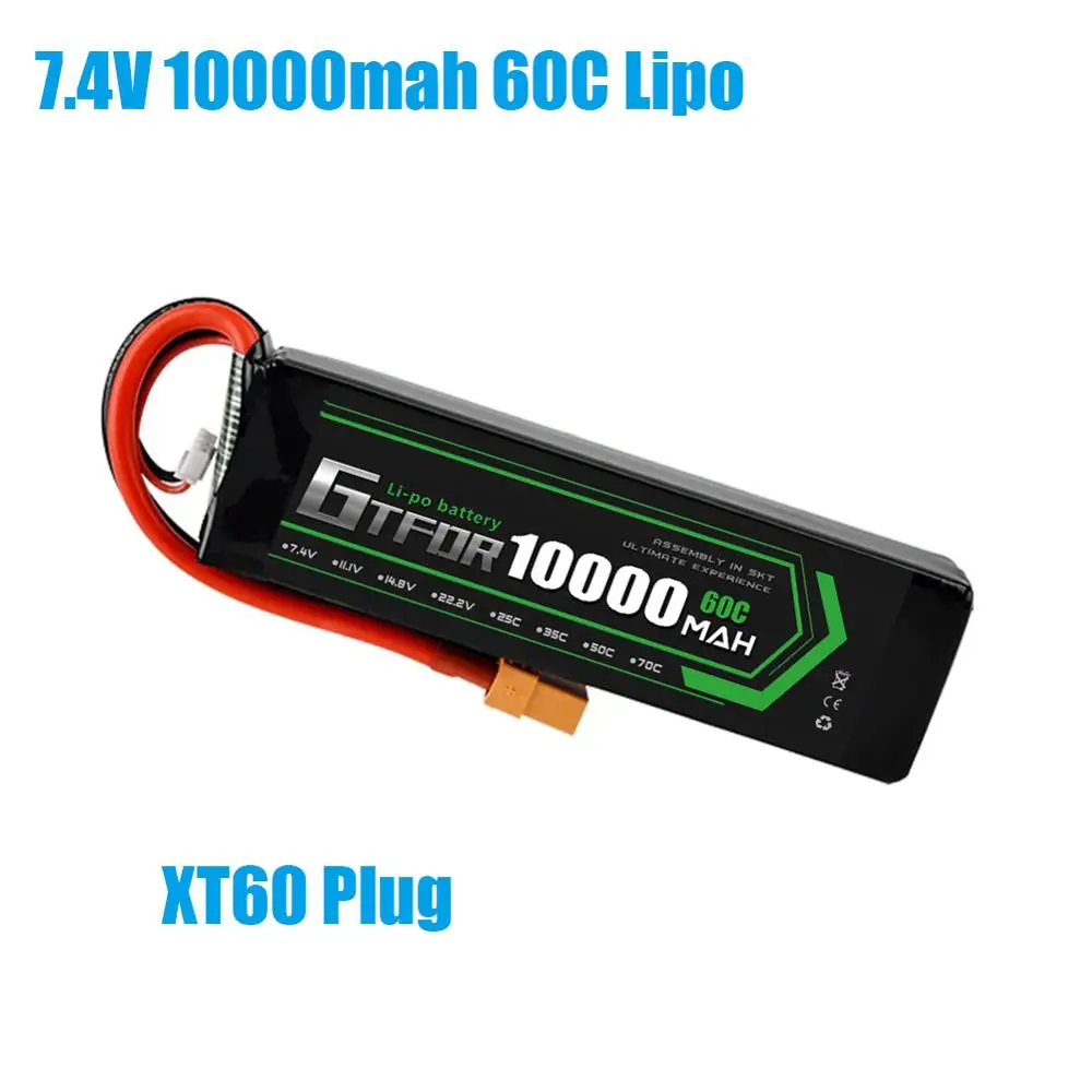 GTFDR батарея lipo 2S 7,4 V 10000mah 60C 120C HV 3S 11,4 V 5200mah 20C 40C для радиоуправляемого автомобиля дрона FPV Walkera QR X350 PRO квадрокоптера - Цвет: 1PCS10000mahXT60