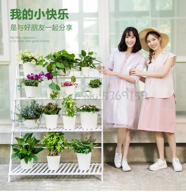Flower Shelf Storage Room Solid Wood Multi-layer Balcony Decoration Floor-standing Living Room Succulent Green Porridge