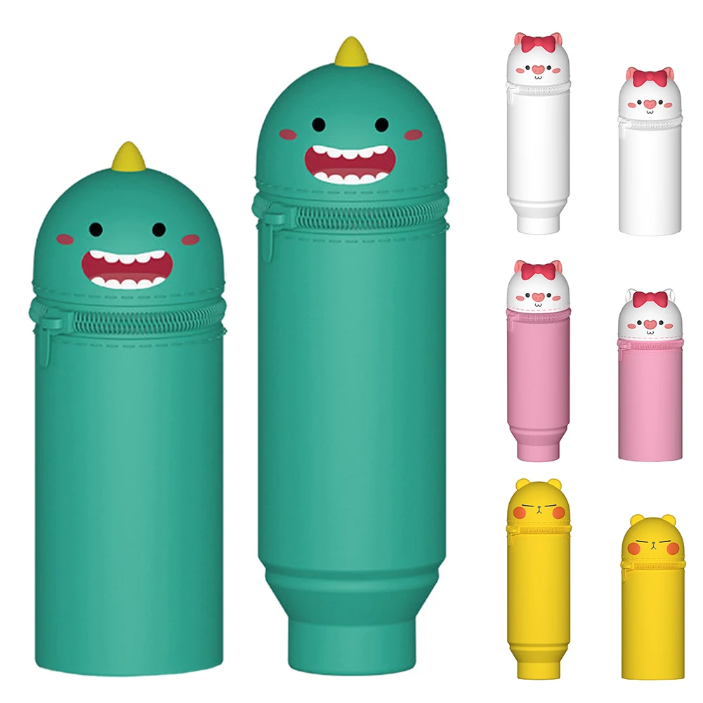 

Creative Silicone Penholder Q Version Uncle Large Capacity Cute Dinosaur Pen holder