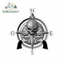 EARLFAMILY 13cm x 9.3cm for Sticker Skull Compass Cartoon Funny Car Stickers RV VAN DIY Fine Decal Bumper Trunk Truck Graphics