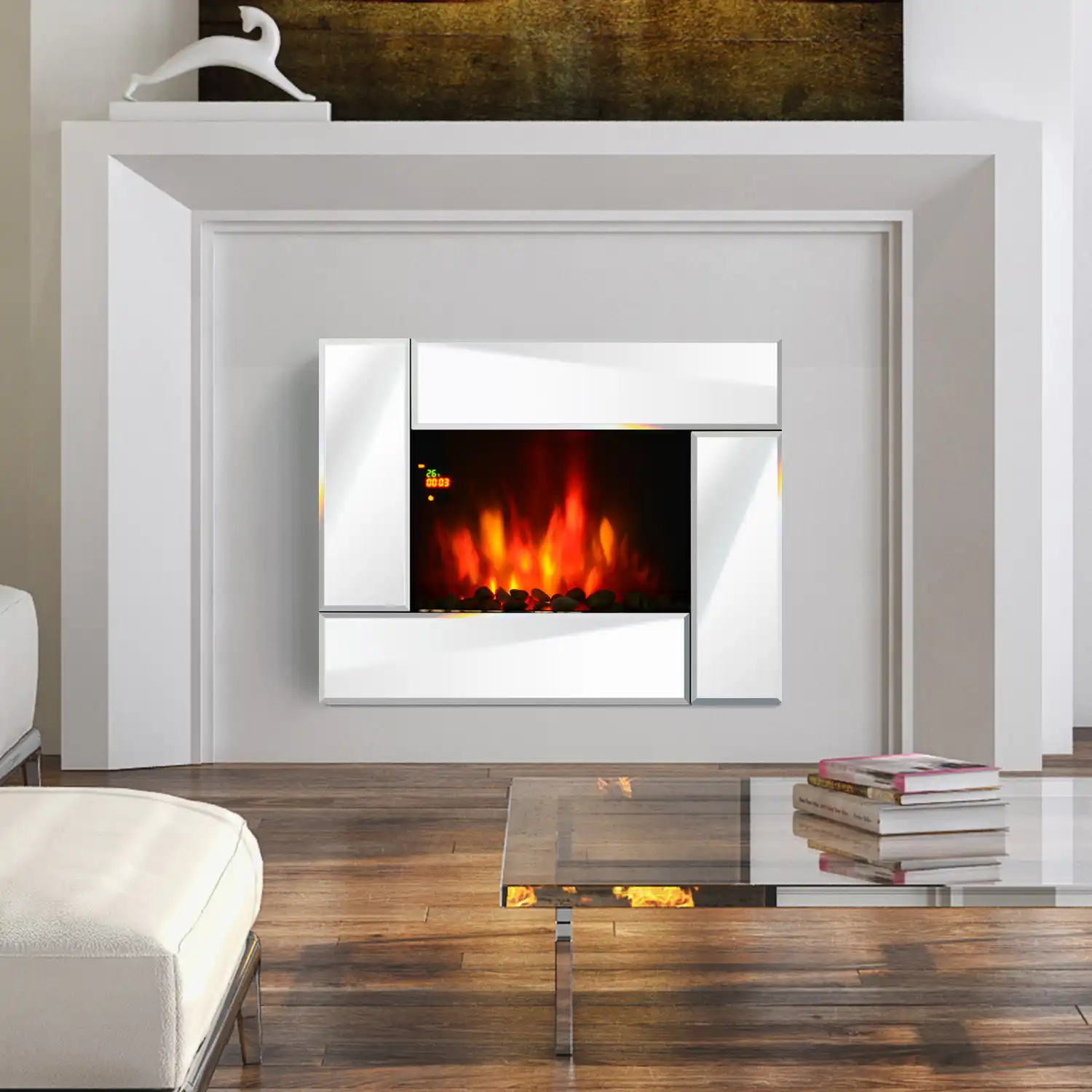 Homcom Chimenea Electrica De Pared 7 Color Control Remoto