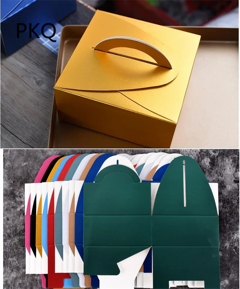 

20pcs Handle Gift Box Multi Color Paper Cake Packing Box With Handle DIY Cupcake Cookie Box Party Supplies