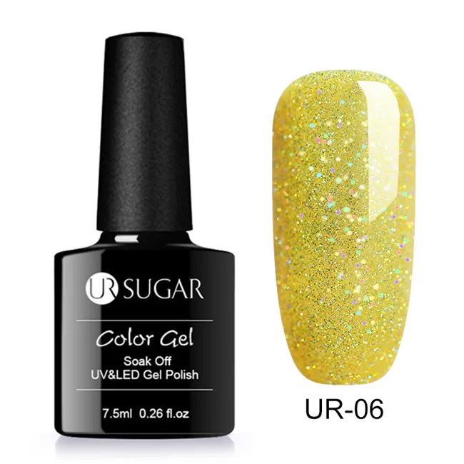 Holographic 6 UR SUGAR 7.5ml Color UV Gel Holographic Glitter Semi Permanent Soak Off Nail Art Gel Polish Varnish Manicure Lacquer Design DIY - Цвет: Holographic 6