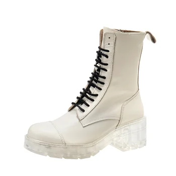 

New Style Off White Crystal Bottom Martin Boots Women's Spring and Summer Thin Breathable All-match Side Zipper Boots Split Zip