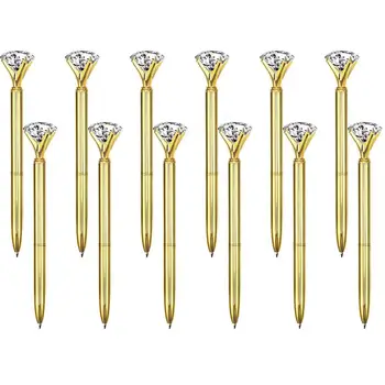 

large crystal diamond ball pen metal ball pen black ink ring wedding office metal ring ball pen rose gold gift