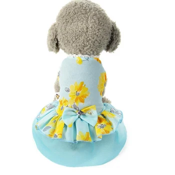 

Cute Dog Clothes For Small Dogs Wedding Dress Summer Luxury Princess Pet Clothes Floral Design