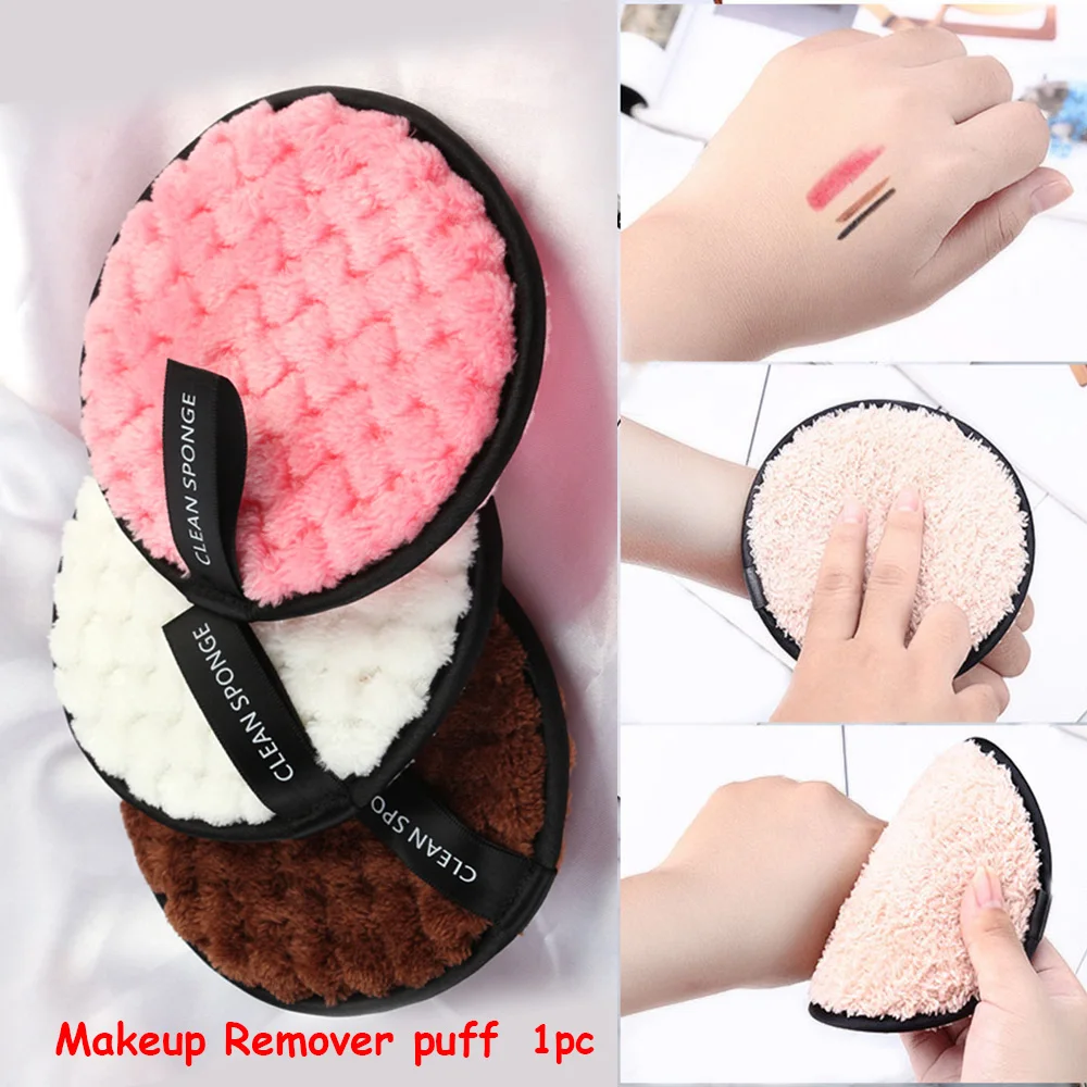 

Microfiber Cloth Pads Remover Towel Face Cleansing Makeup Sponge Container Make up Sponge Makeup Powder Puff Plush