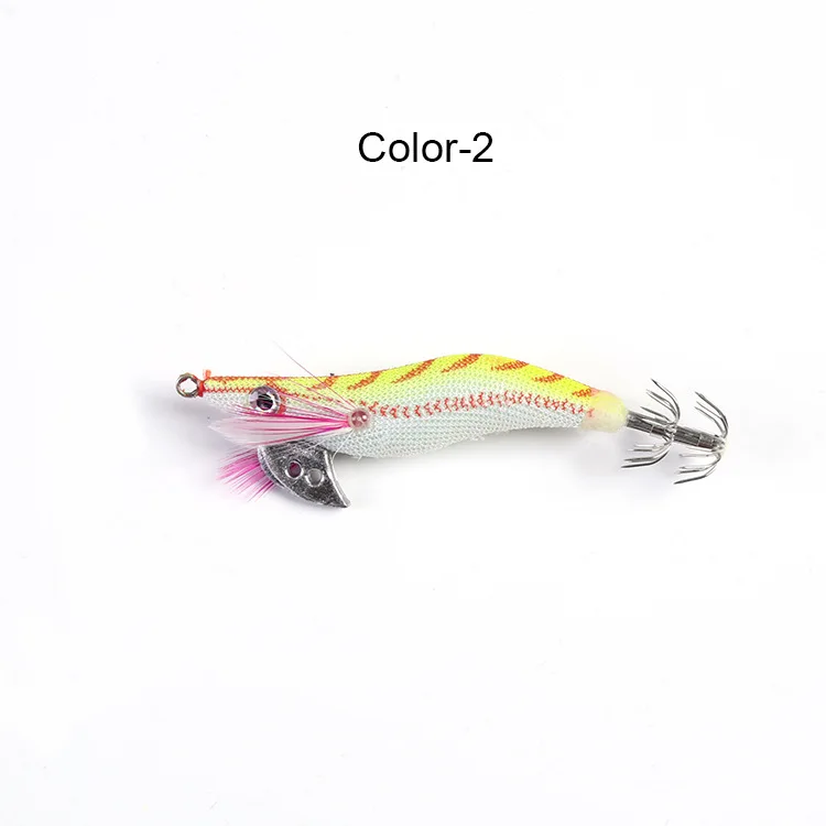 4pcs Kinds of Wood Shrimp Squid Fishing Bai Hook Wooden Shrimp Luminated Squid Jigs Sea Fishing Lures Artificial Lures